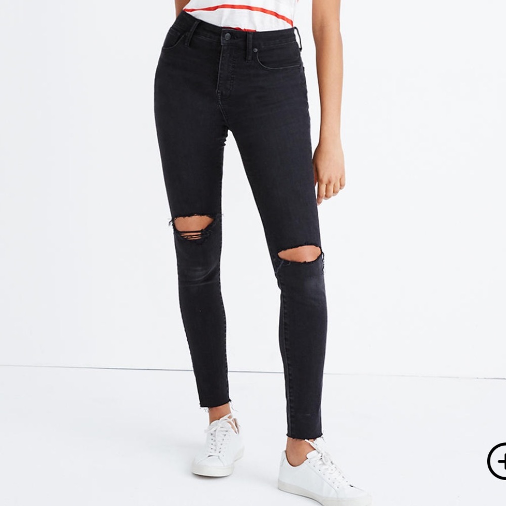 Madewell High-Rise Curvy Skinny Distressed Black Jeans